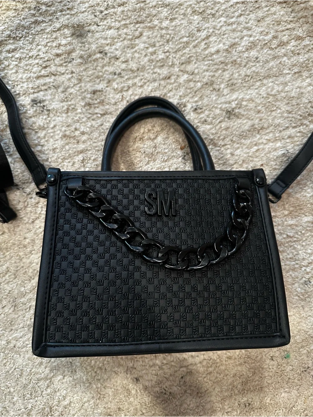 Steve Madden Black Structured Black Women's Crossbody Tote - Designer Style